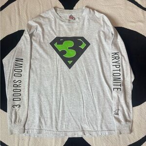 American Vintage Gray Long Sleeve Tee with Kryptonite Design